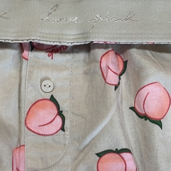 PINK | Flannel Boxy Fold-over Peach Print Pajama Shorts - Picture 4 of 9
